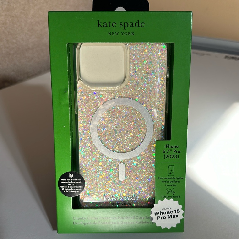 Kate Spade chunky glitter protective hardshell case for iPhone 15 Pro Max